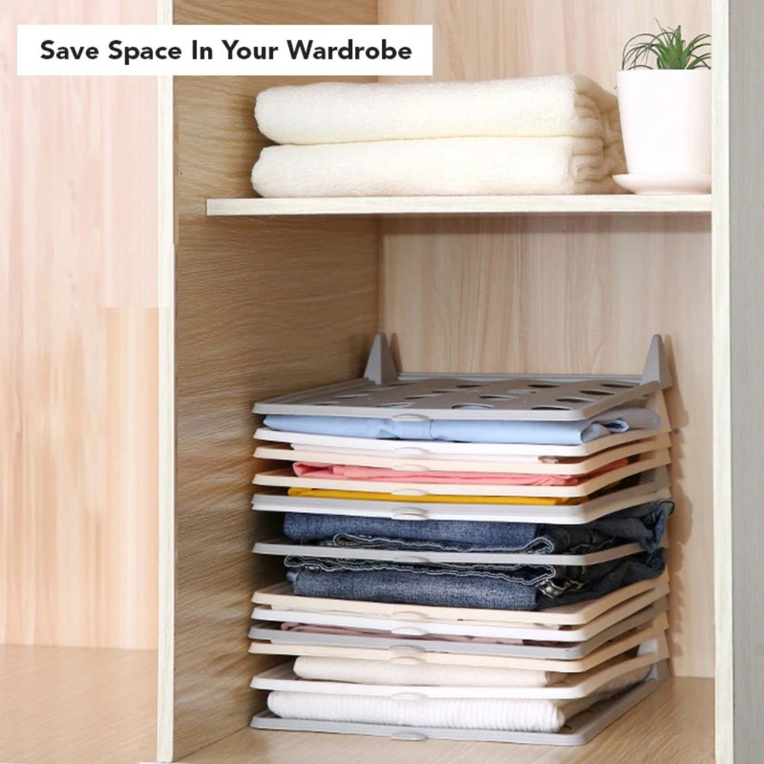Wardrobe Clothes Stacking Organizer for Shirts and T-Shirts - Neat Closet Space Saver