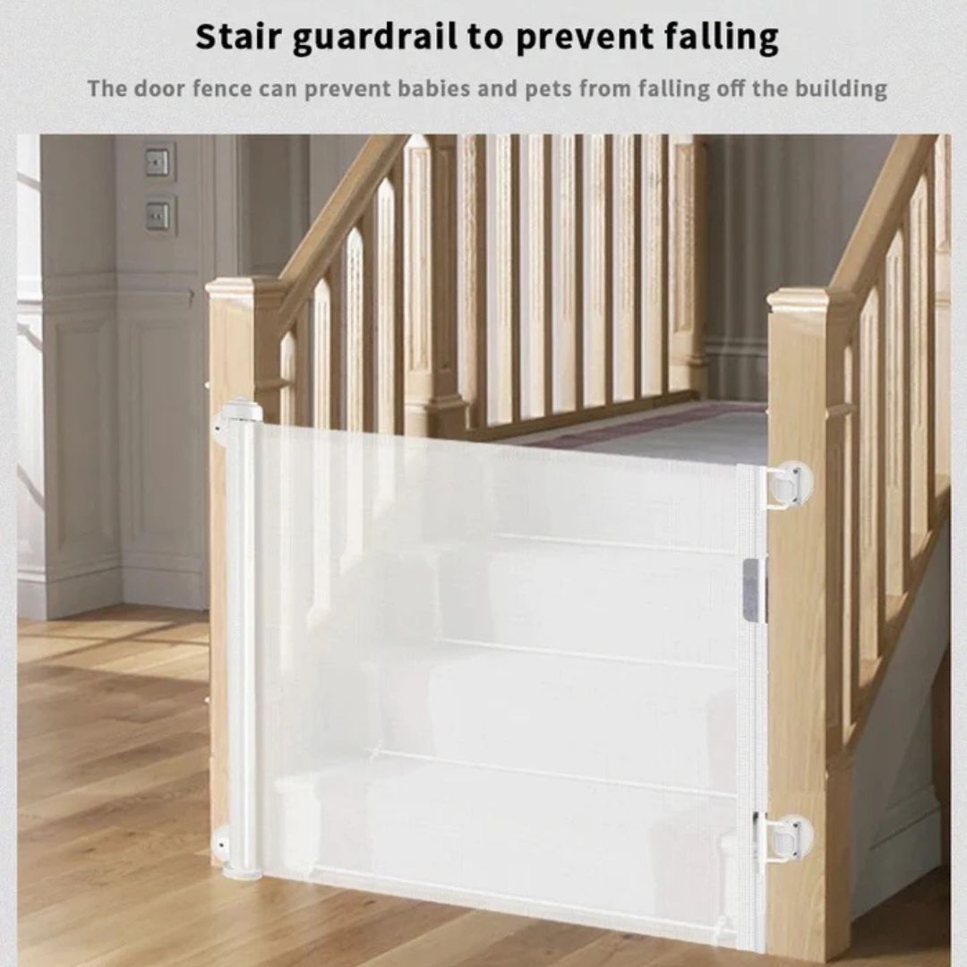 Retractable Baby and Pet Safety Gate - Ideal for Stairs, Corridors, Doors, Indoors, and Outdoors
