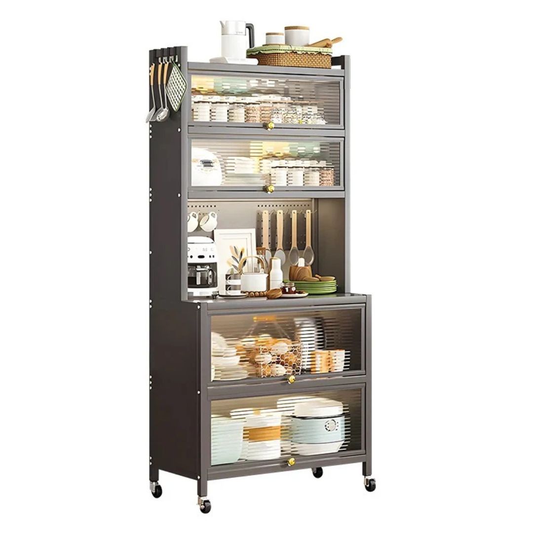 Kitchen Storage Pantry Cabinet Sideboard Cupboard Quick Assembly Storage Rack with Door