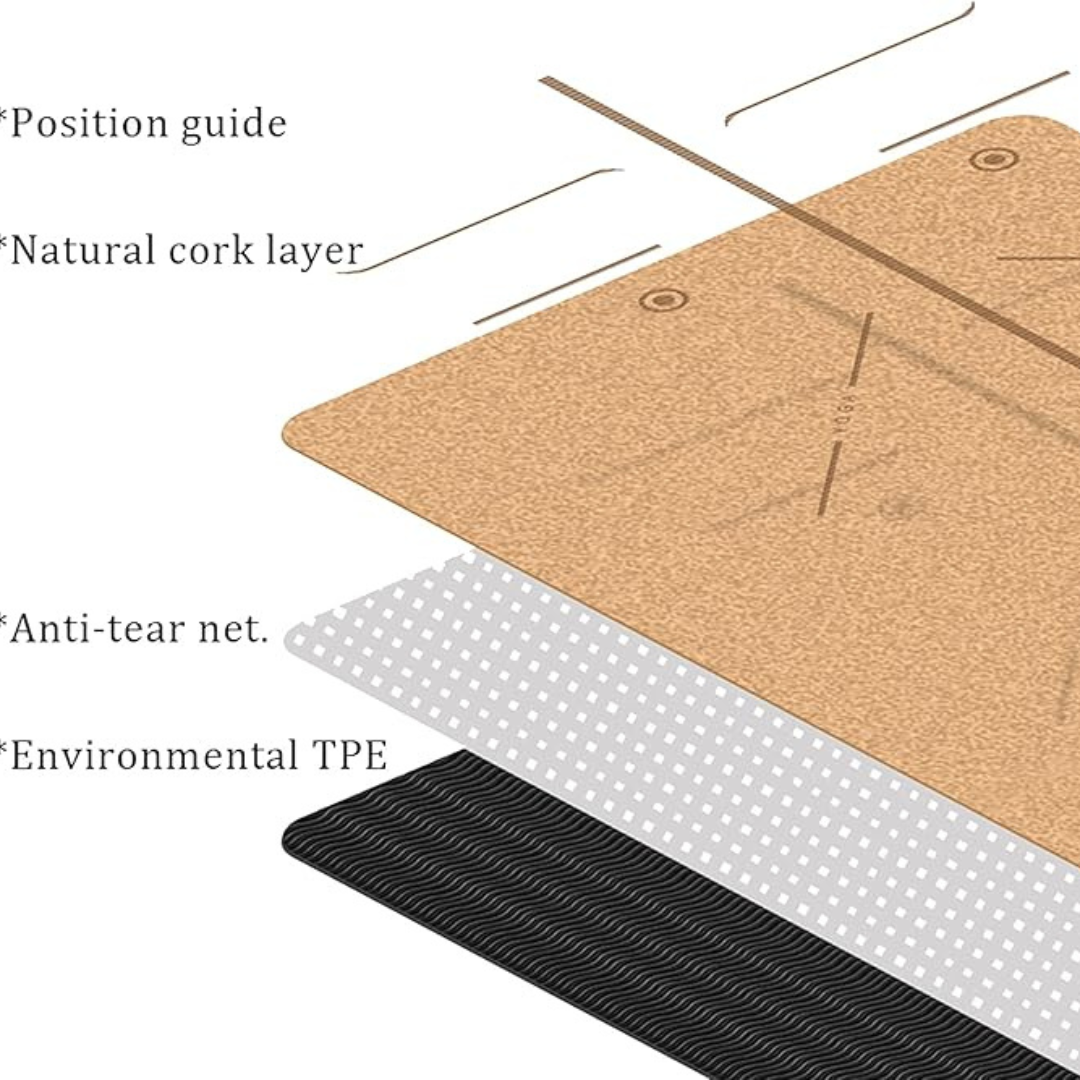 Gymnastics Mat Yoga Mat Waterproof and Anti-Slip Natural Cork TPE Non-Toxic and Odor-Less Yoga Mats Great for Exercise Everyday at Home Or Gym,Pattern 1,183 61CM