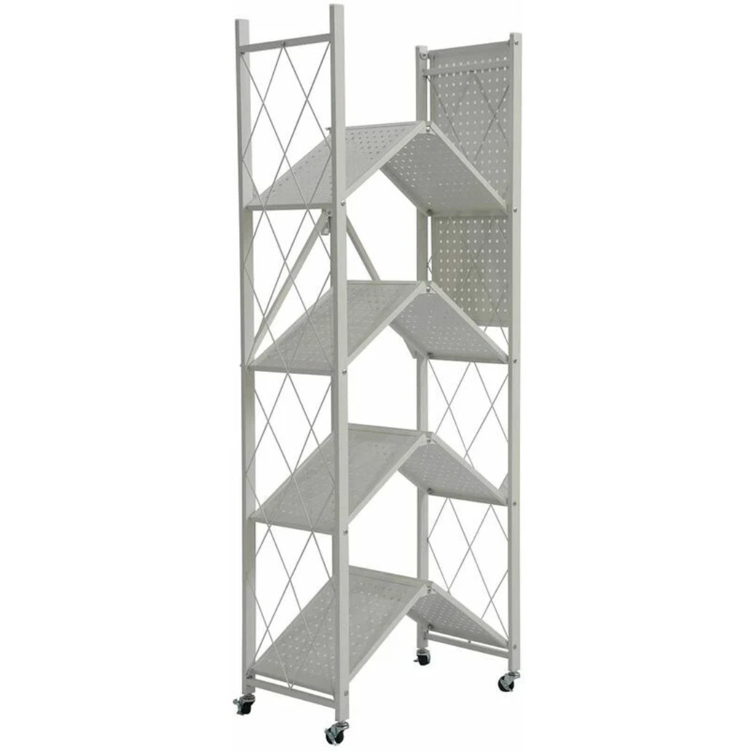 Multi Tier Foldable Storage Rack with Movable Wheel