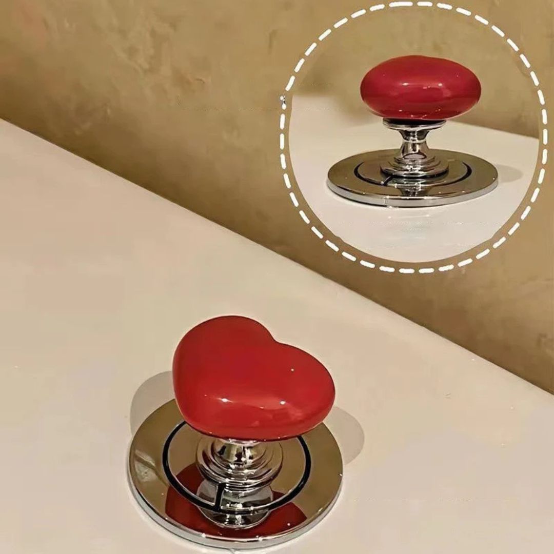 Heart Shaped Plastic Toilet Tank Push Button - Flush Replacement Parts for Bathroom, Cabinet, Door