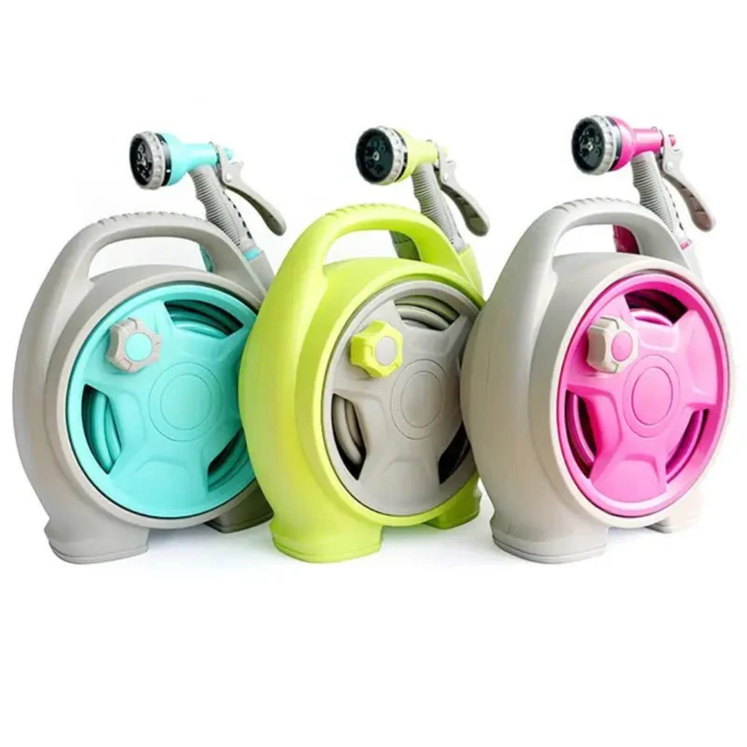 Portable Retractable Garden Pipe Hose Reel Cart with Water Spray Gun Set