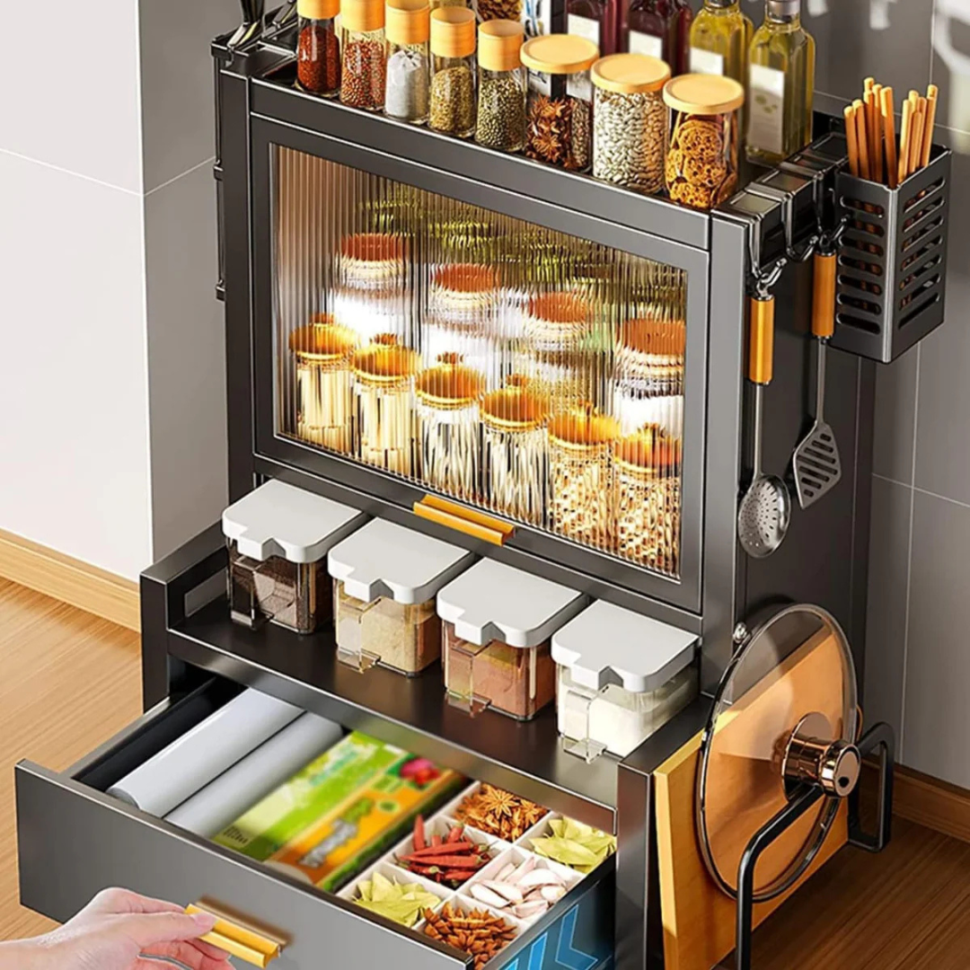 Kitchen Countertop Spice Rack, Kitchen Shelf Storage Organizer Cabinet