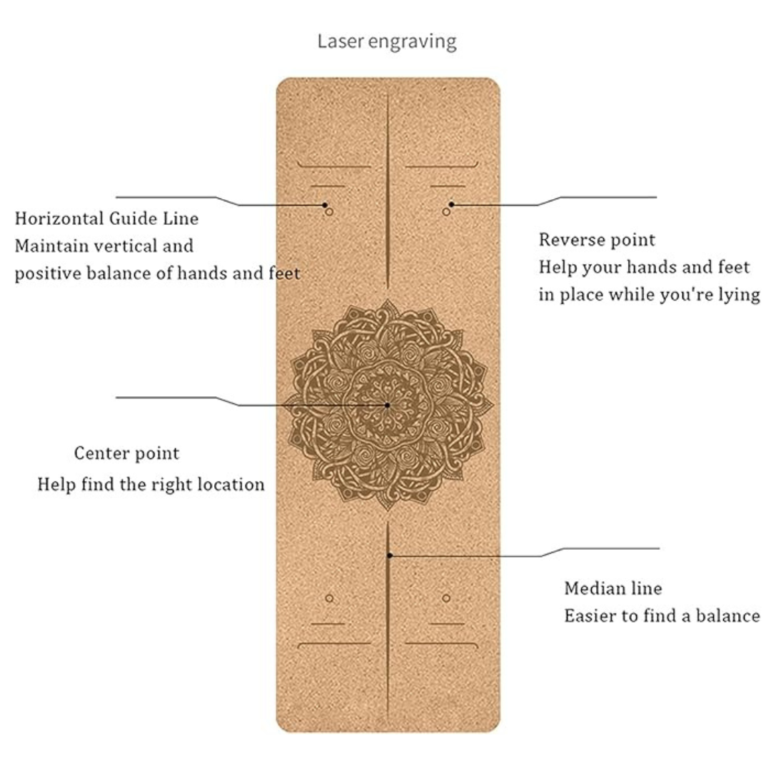 Gymnastics Mat Yoga Mat Waterproof and Anti-Slip Natural Cork TPE Non-Toxic and Odor-Less Yoga Mats Great for Exercise Everyday at Home Or Gym,Pattern 1,183 61CM