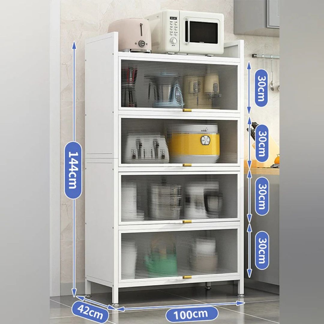 Kitchen Pantry Storage Cabinet Cupboard, Multi-Layer Organizer Shelf Rack