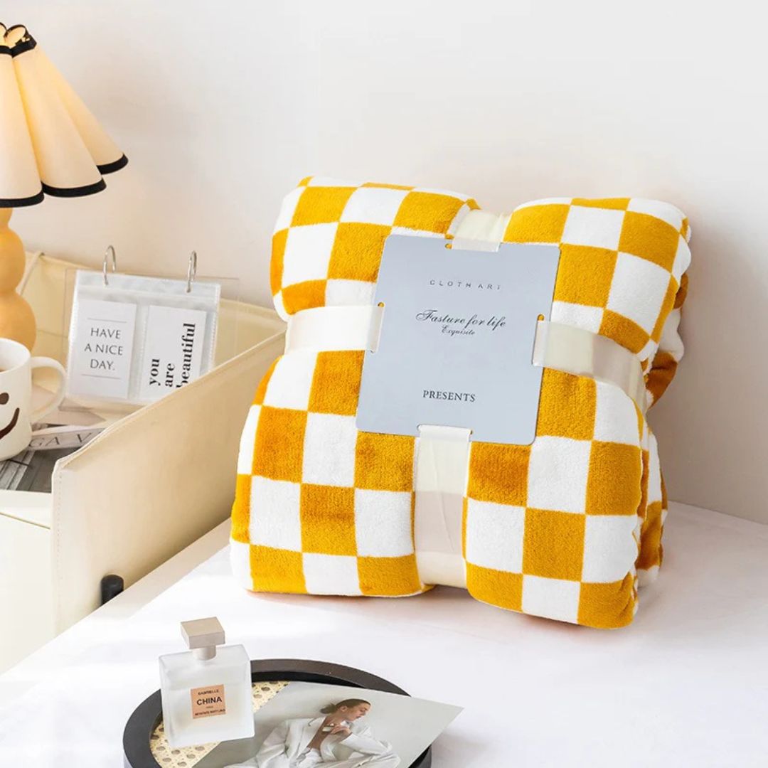 Ultra Soft Flannel Fleece Blanket, Grid Pattern Throw Blanket