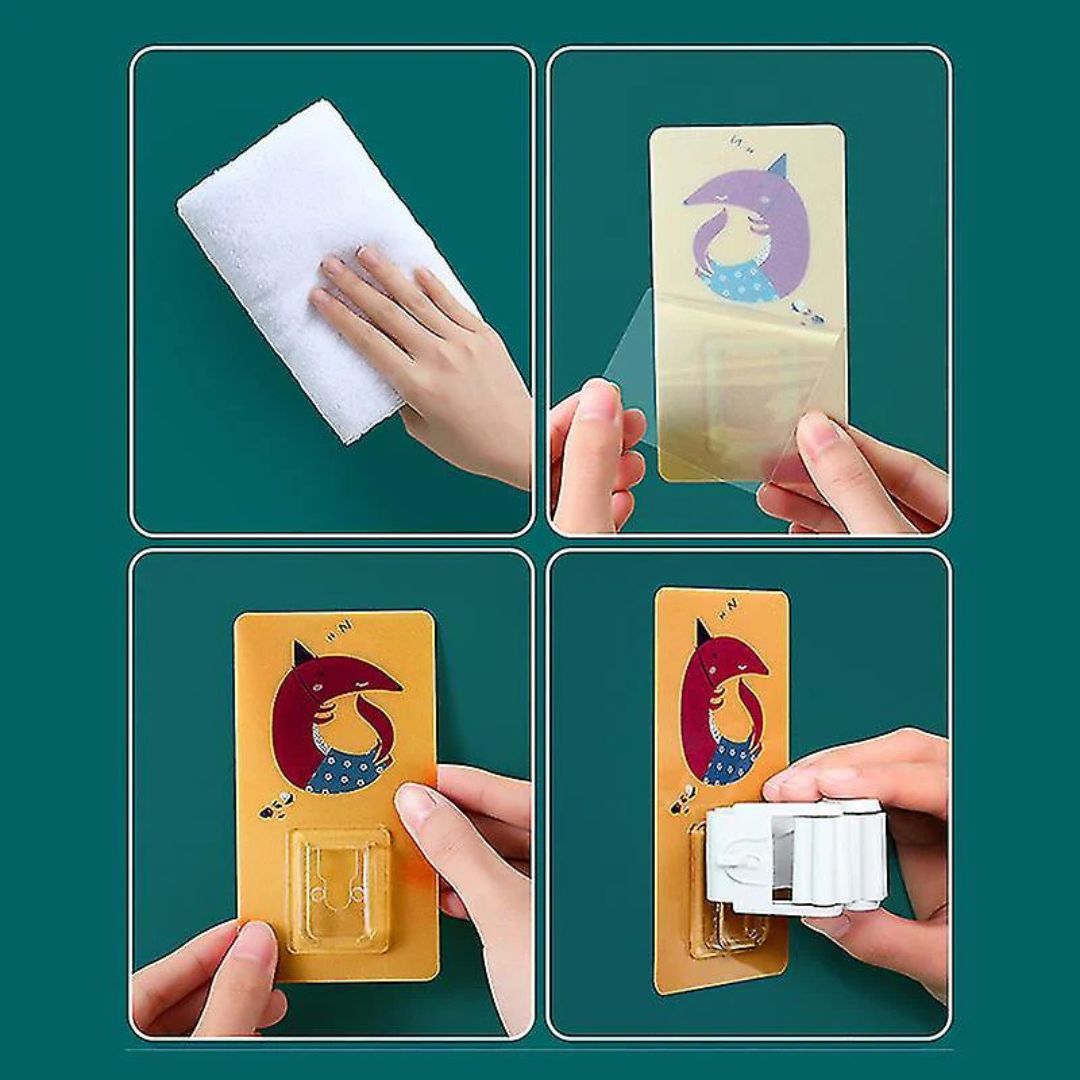 حامل فرشاة وممسحة مثبت على الحائط بدون مسامير