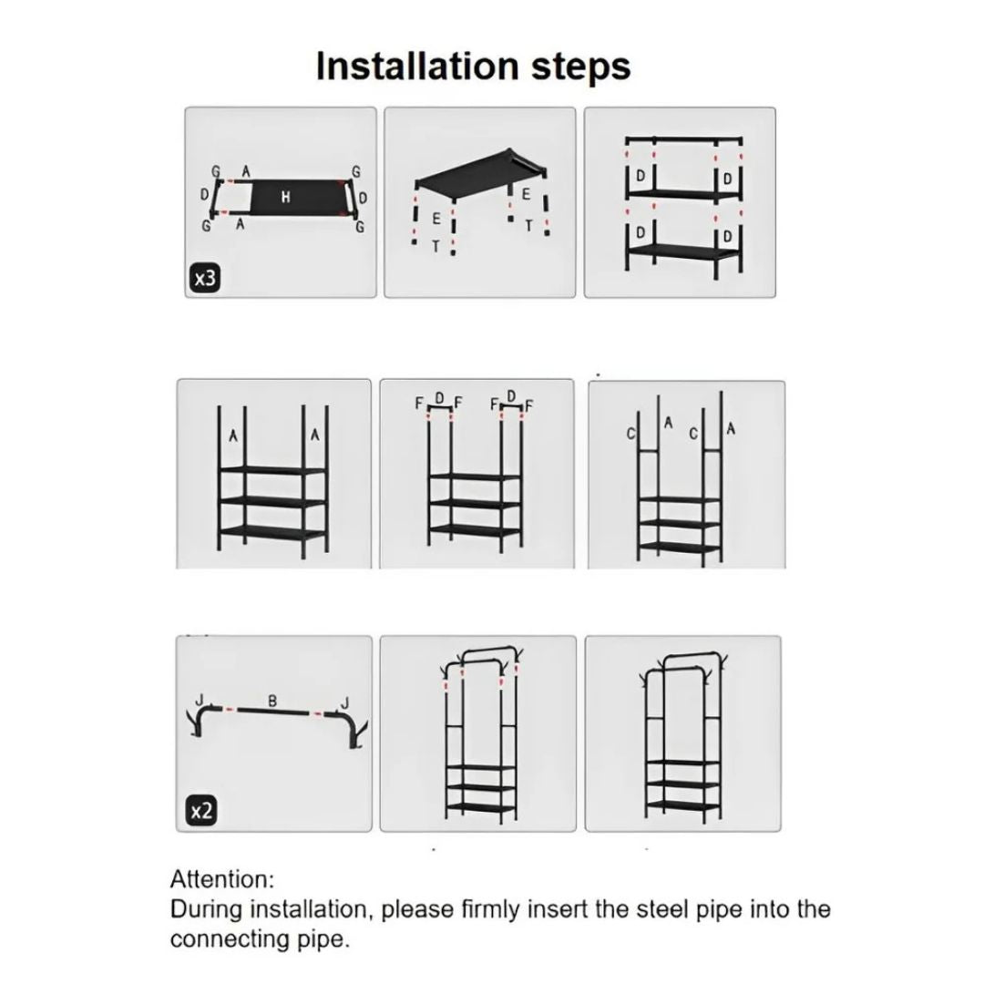 Multifunctional Cloth Rack with Shoe Stand, Double Rod Garment Hanger, Coat and Hat Rack
