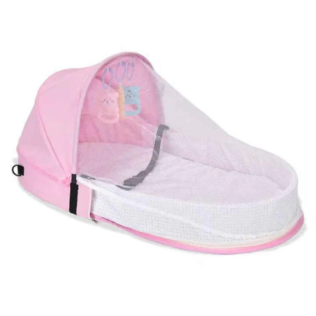 Portable Baby Bed, Folding Newborn Crib Lounger with Mosquito Net, Baby Travel Cot Bed