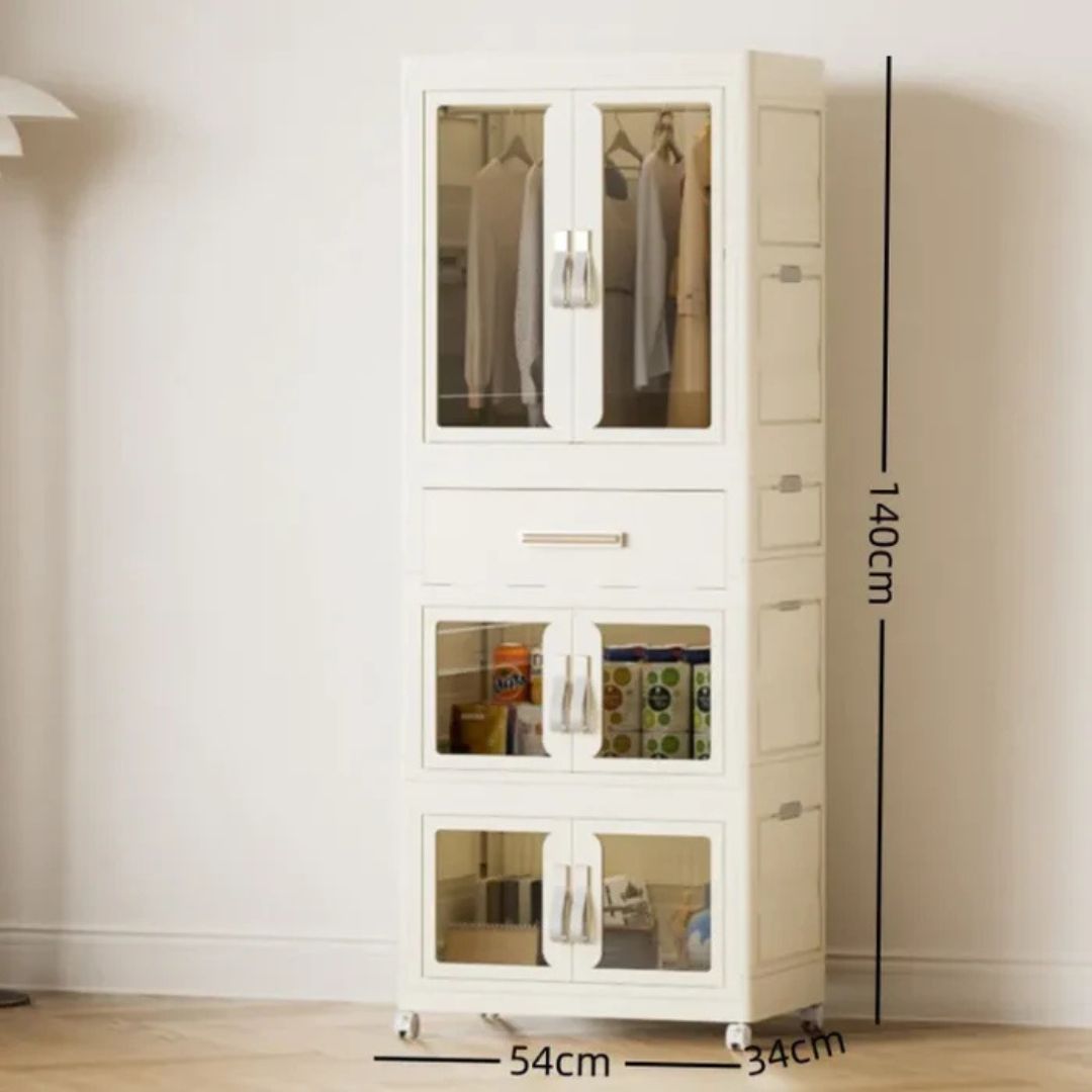 Foldable Wardrobe Cabinet - Clothes Storage Organizer Closet with Hanging Rod
