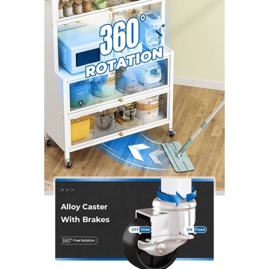 Kitchen Storage Pantry Cabinet Sideboard Cupboard Quick Assembly Storage Rack with Door