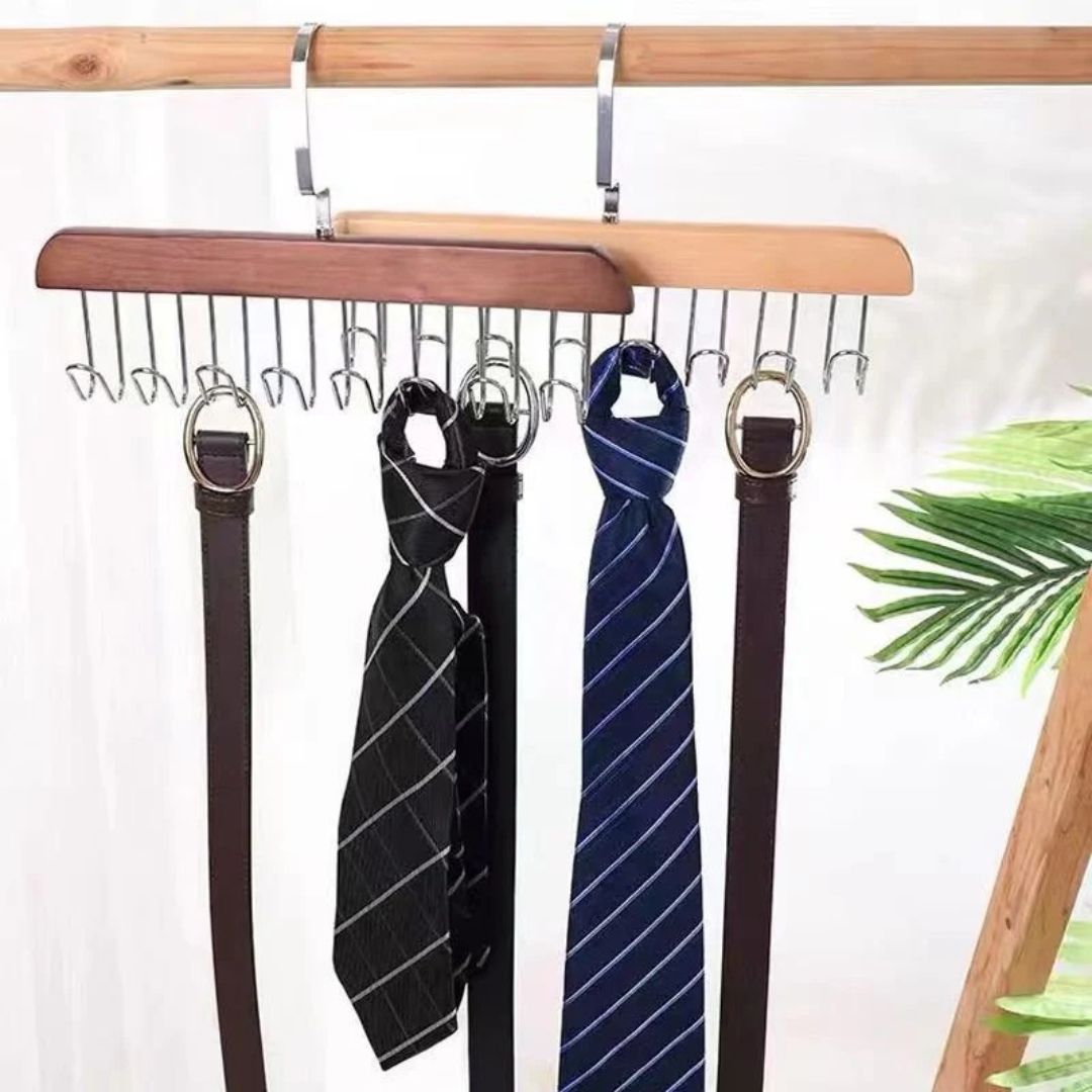 8 Hooks Non-Slip Hanger for Ties Bags Belt Scarves