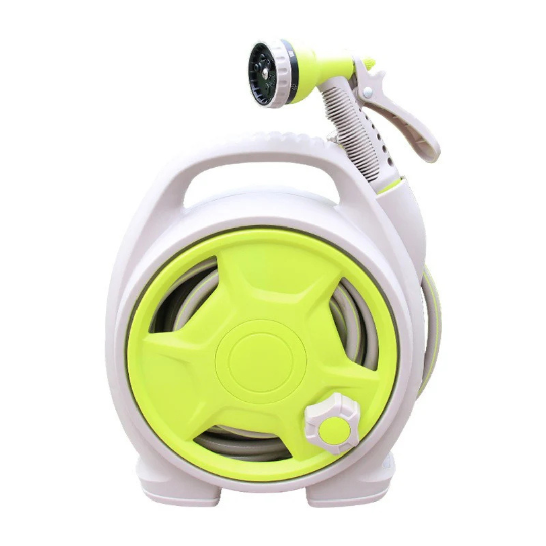 Portable Retractable Garden Pipe Hose Reel Cart with Water Spray Gun Set
