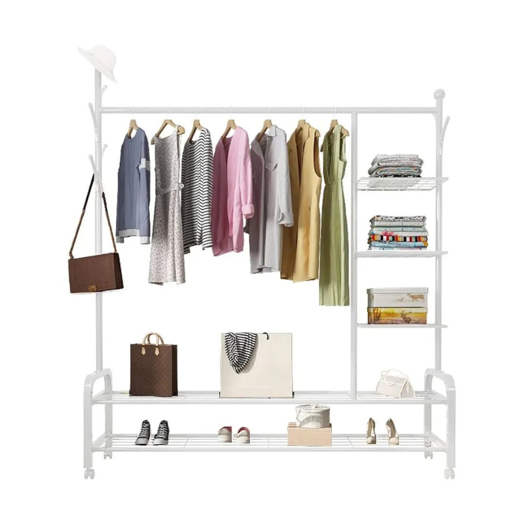 Heavy Duty Garment Rack, Metal Cloth Organizer, Movable Cloth Display Stand