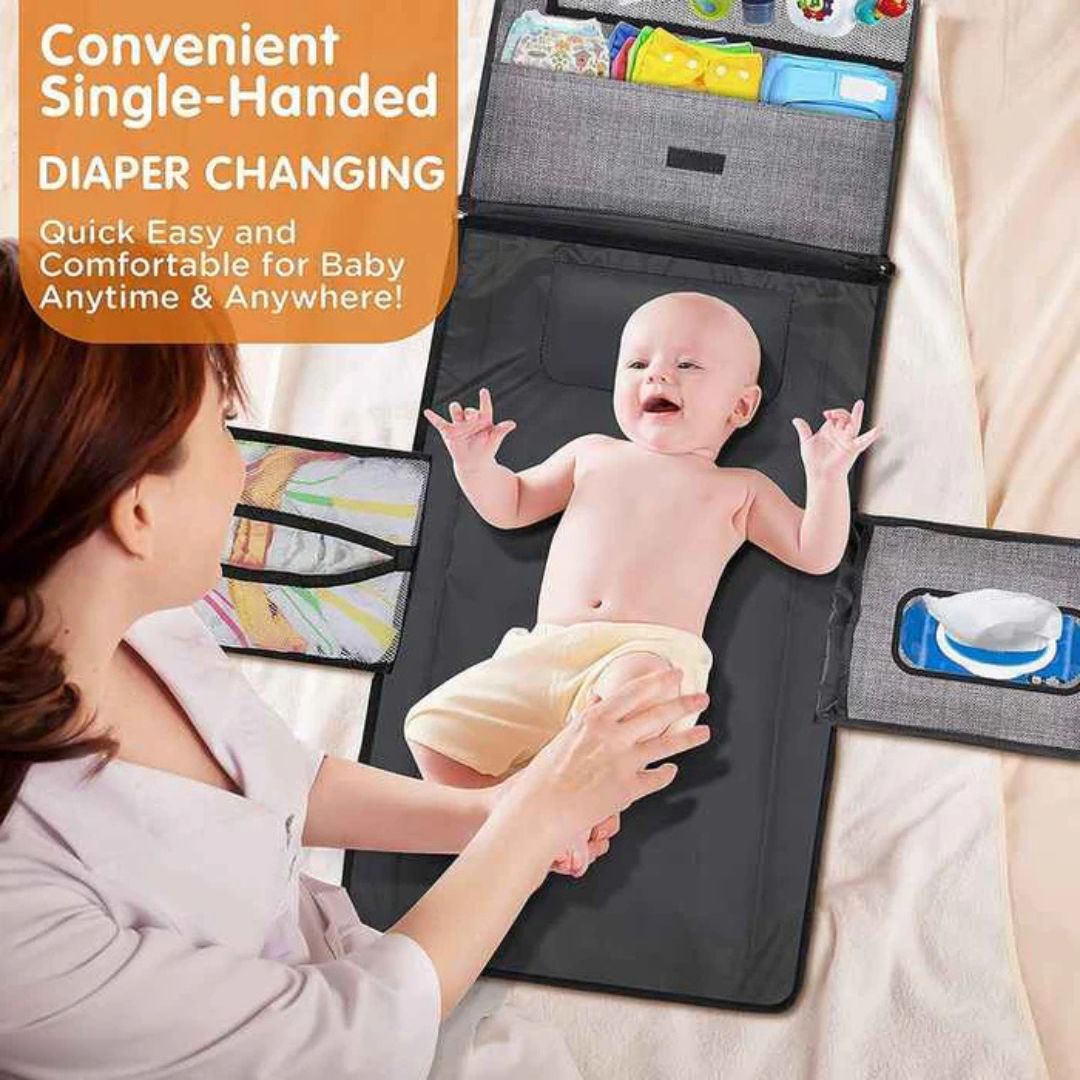 Portable Diaper Changing Travel Mat Bag, Large Capacity Baby Nursing Bag, Baby Diaper Bag