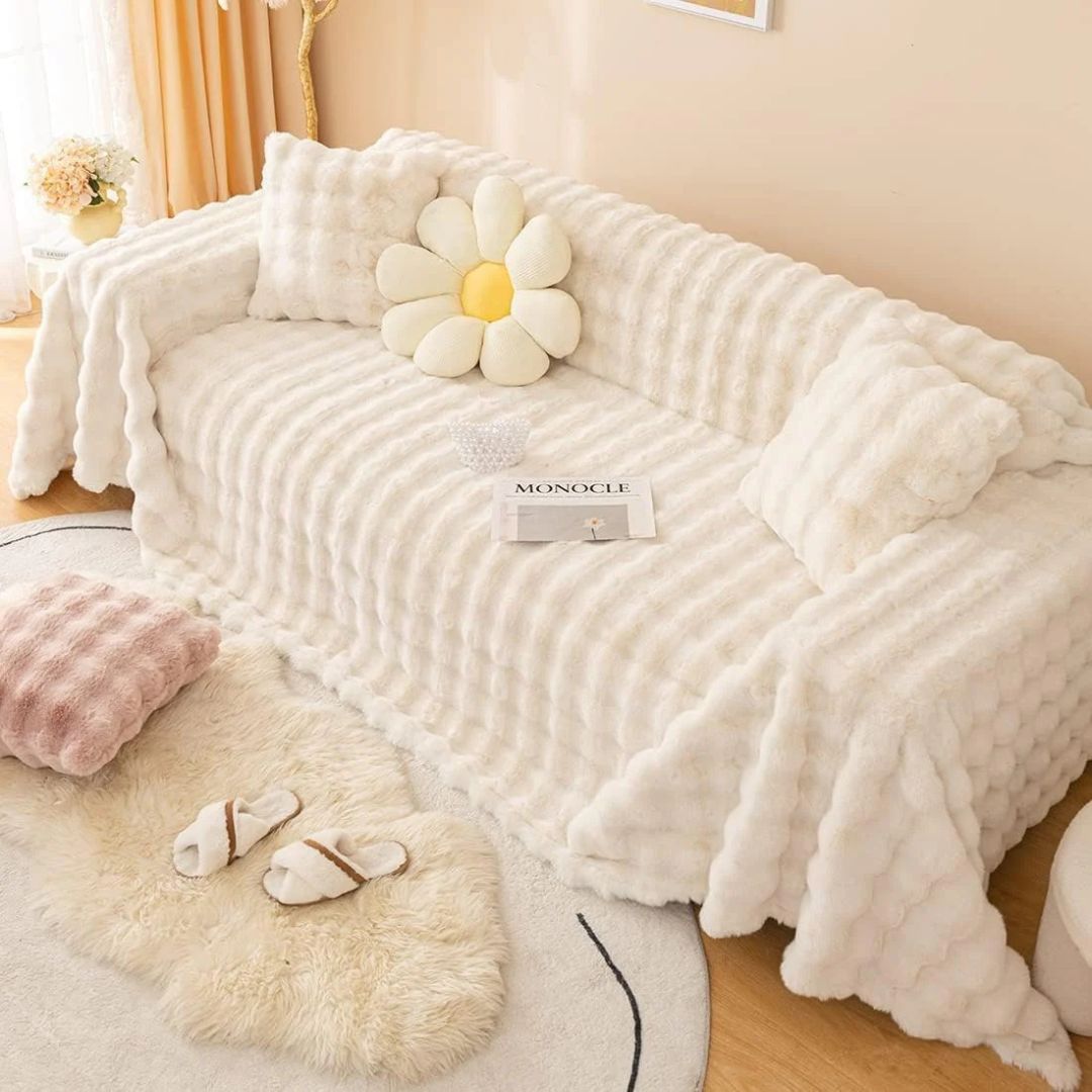Super Soft Plush Couch Cover - Sofa Cushion Cover for Ultra Soft Comfort