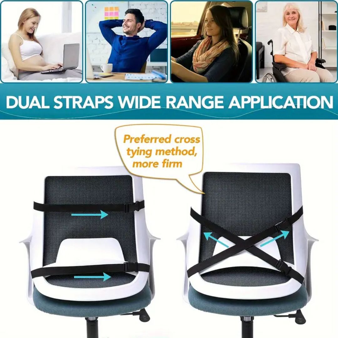 Ergonomic Memory Foam Lumbar Support Pillow with Breathable Mesh Cover - Compressible Back Cushion