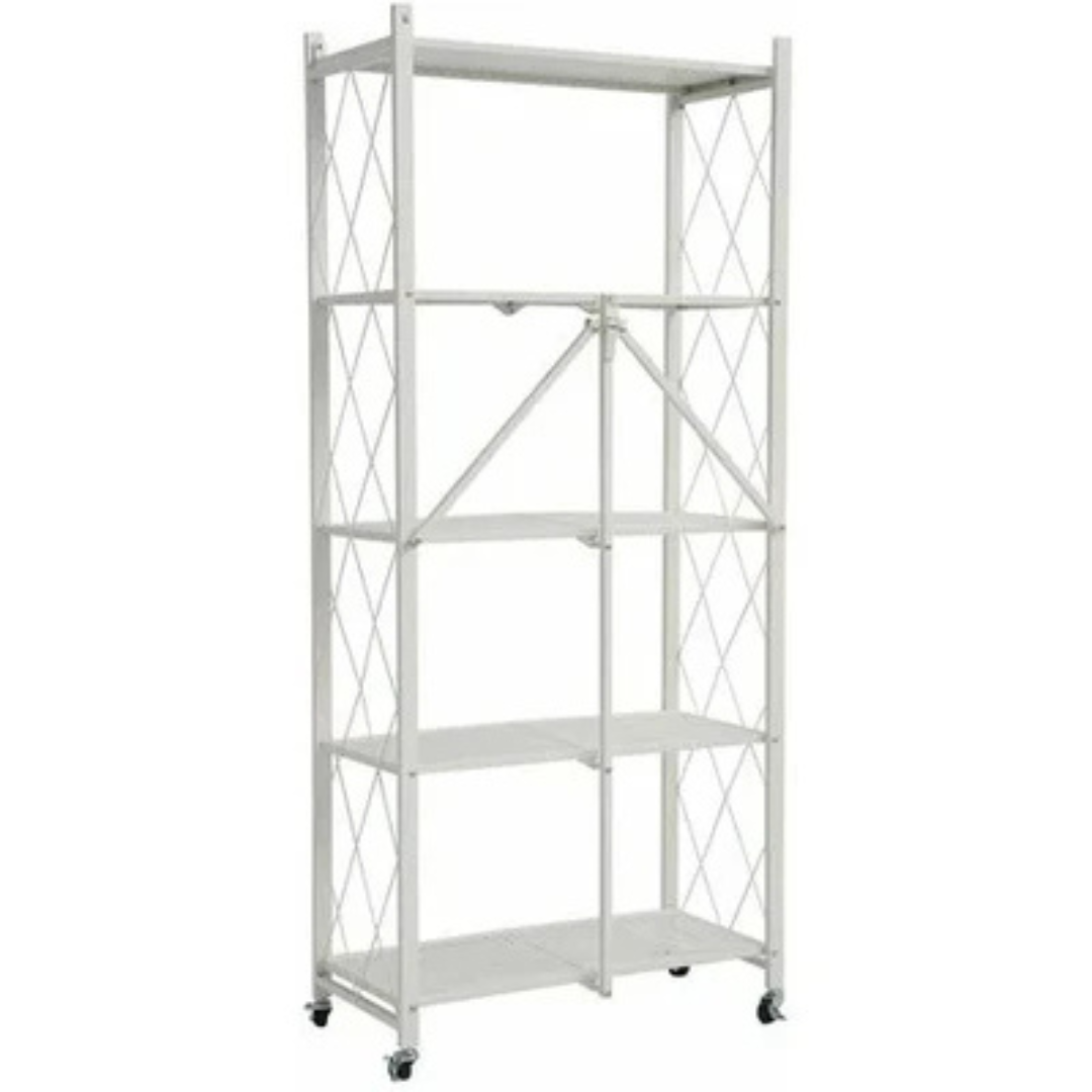Multi Tier Foldable Storage Rack with Movable Wheel