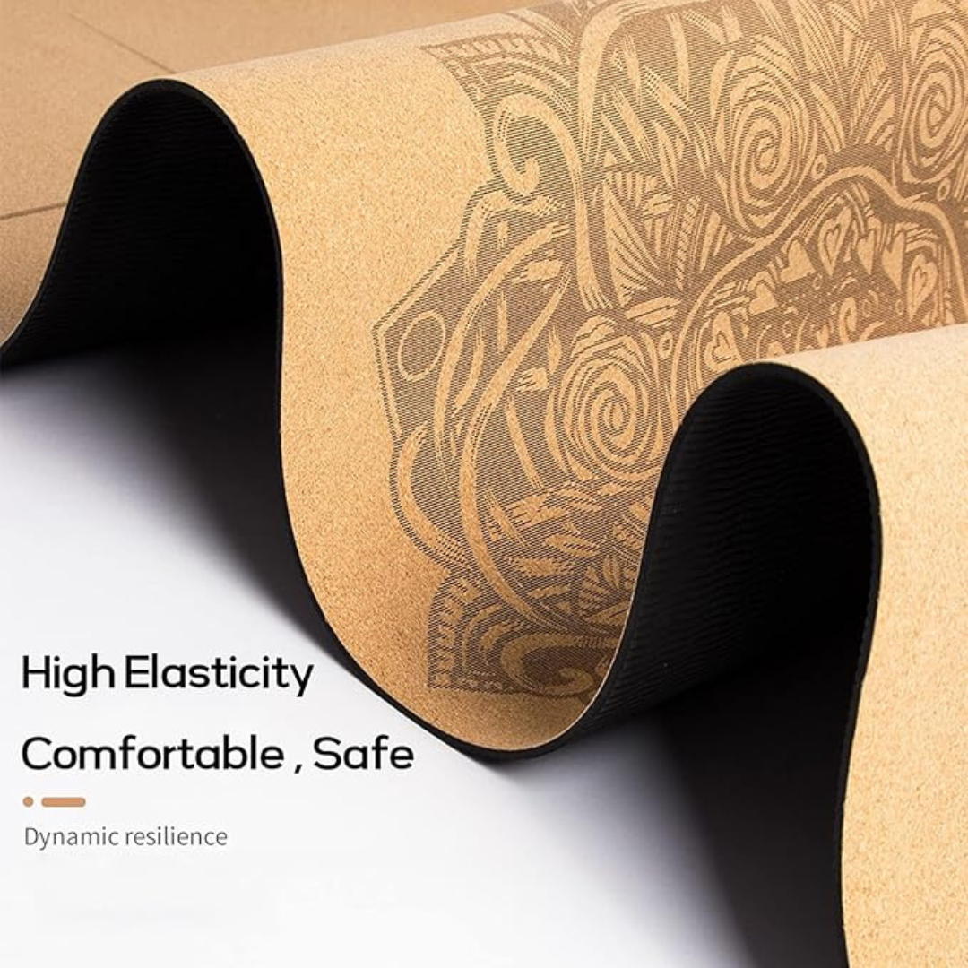 Gymnastics Mat Yoga Mat Waterproof and Anti-Slip Natural Cork TPE Non-Toxic and Odor-Less Yoga Mats Great for Exercise Everyday at Home Or Gym,Pattern 1,183 61CM