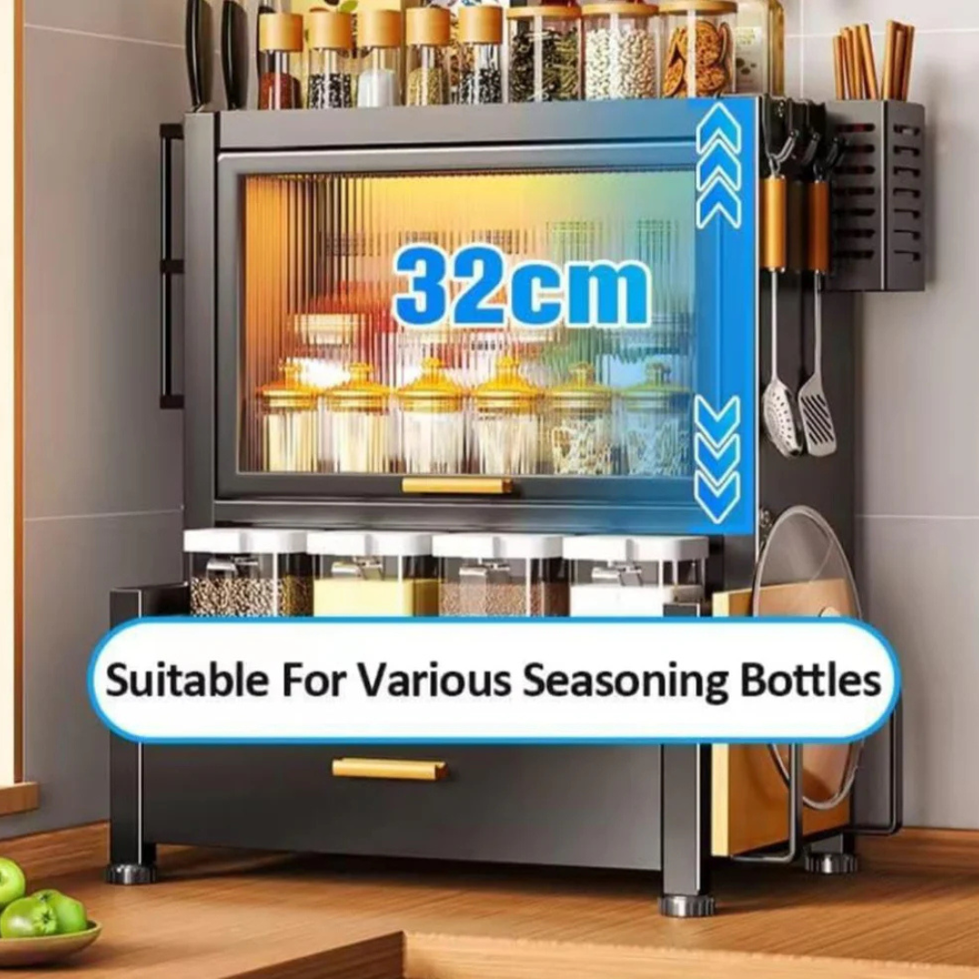 Kitchen Countertop Spice Rack, Kitchen Shelf Storage Organizer Cabinet