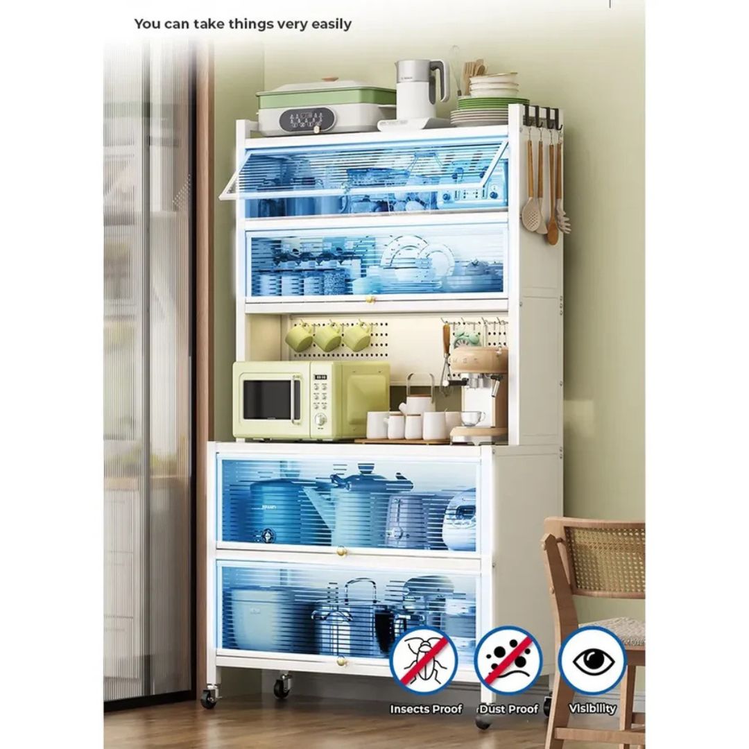 Kitchen Storage Pantry Cabinet Sideboard Cupboard Quick Assembly Storage Rack with Door
