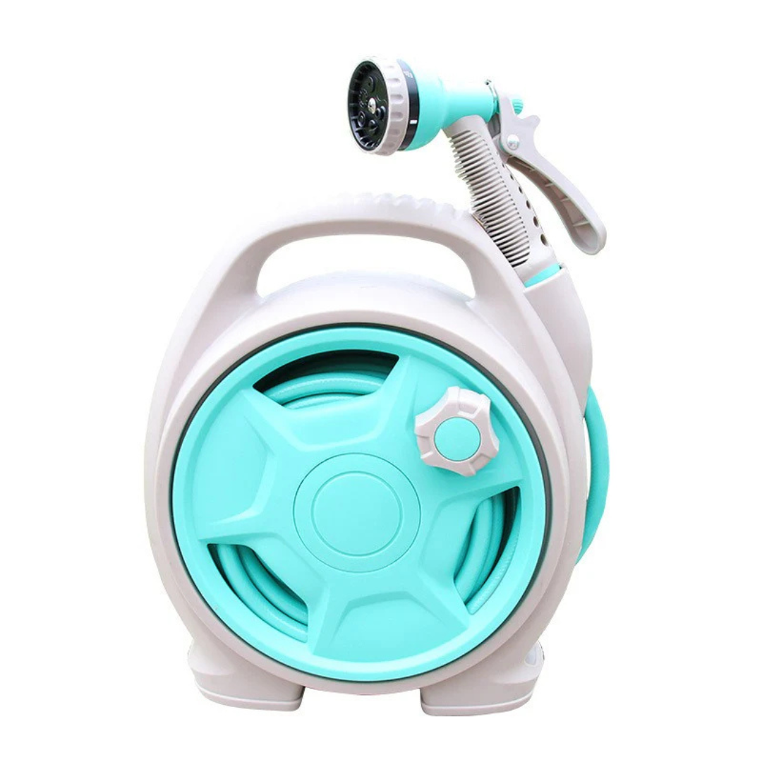 Portable Retractable Garden Pipe Hose Reel Cart with Water Spray Gun Set