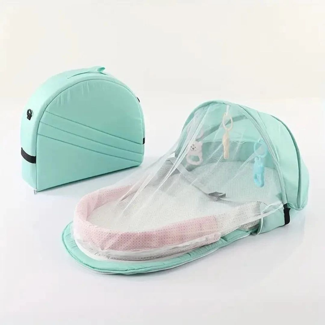 Portable Baby Bed, Folding Newborn Crib Lounger with Mosquito Net, Baby Travel Cot Bed