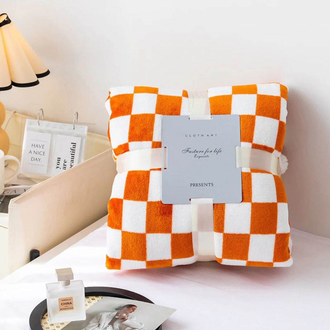 Ultra Soft Flannel Fleece Blanket, Grid Pattern Throw Blanket