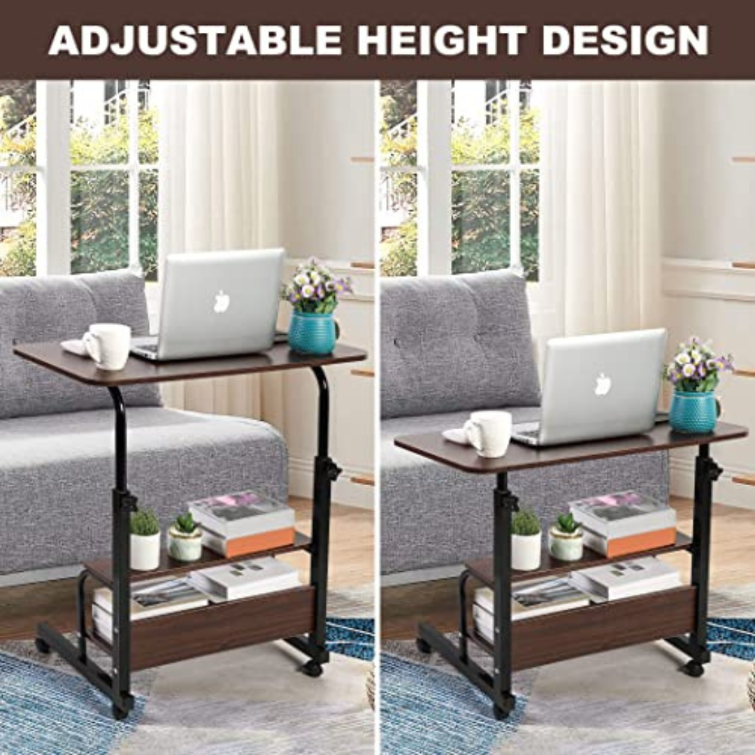 Adjustable Laptop Computer Desk with Bottom Shelf, Overbed Portable Student Laptop Table