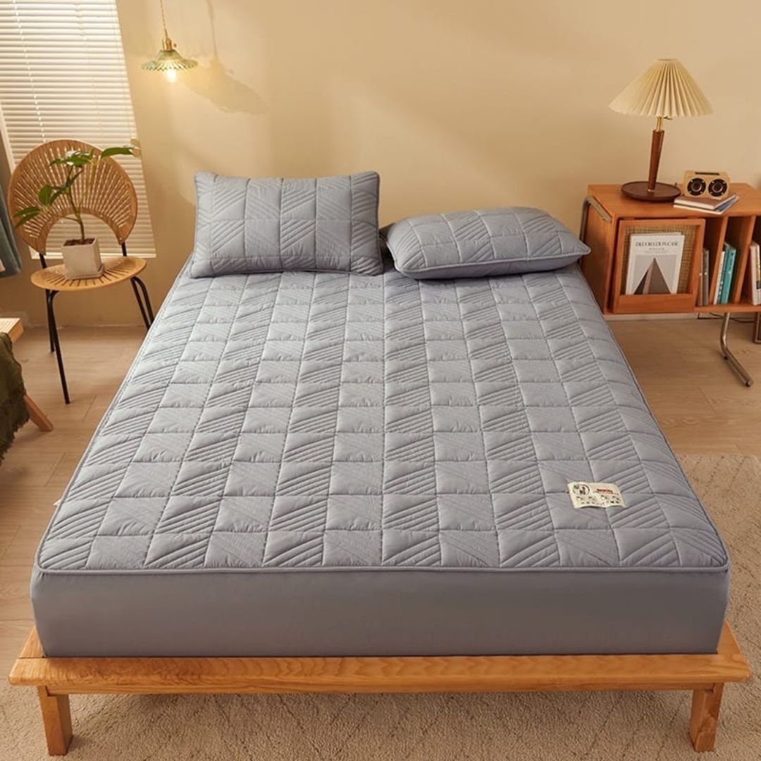 100% Cotton Fitted Size Soft Flat Mattress Bed Sheet with 2 Pillow Case