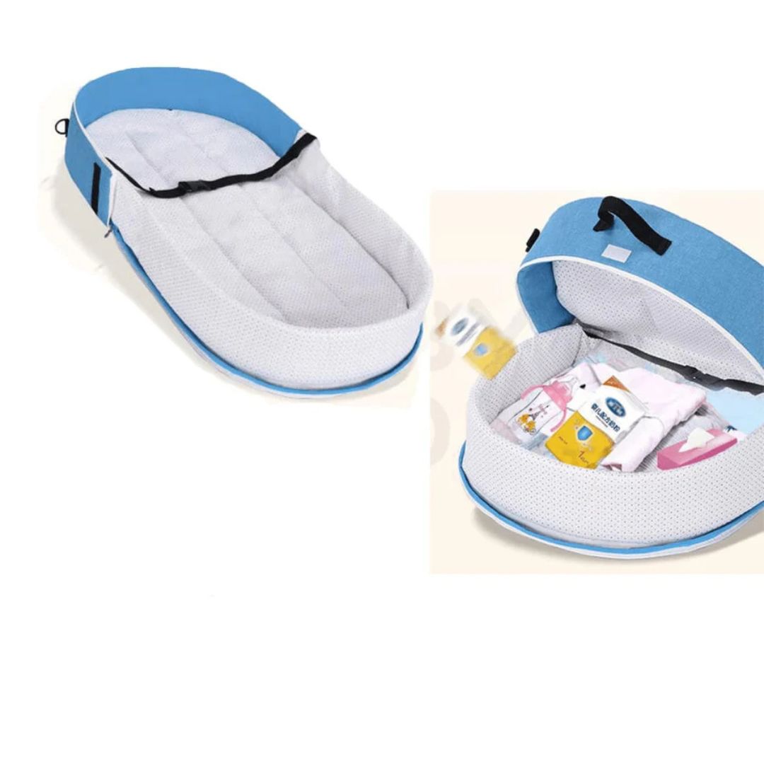Portable Baby Bed, Folding Newborn Crib Lounger with Mosquito Net, Baby Travel Cot Bed