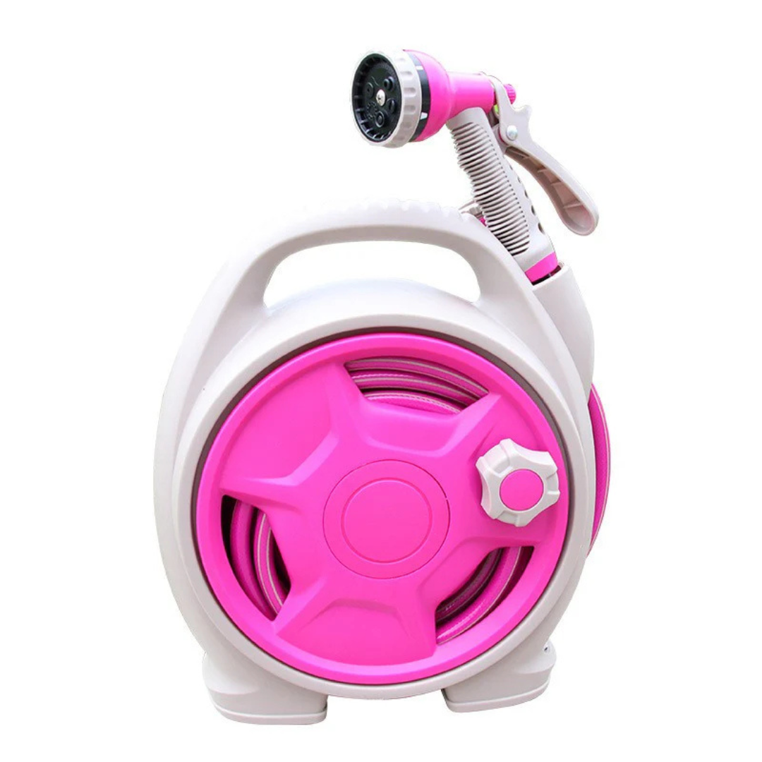 Portable Retractable Garden Pipe Hose Reel Cart with Water Spray Gun Set