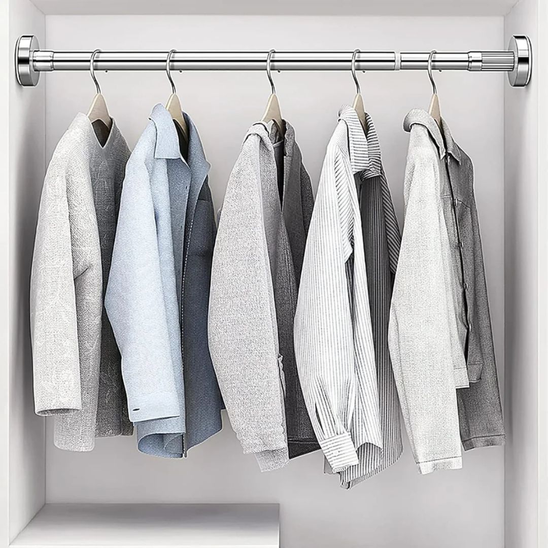 Wall Mounted Retractable Cloth Hanger Stand, Telescopic Cloth Drying Rod