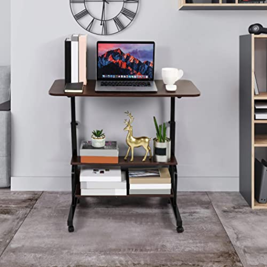 Adjustable Laptop Computer Desk with Bottom Shelf, Overbed Portable Student Laptop Table