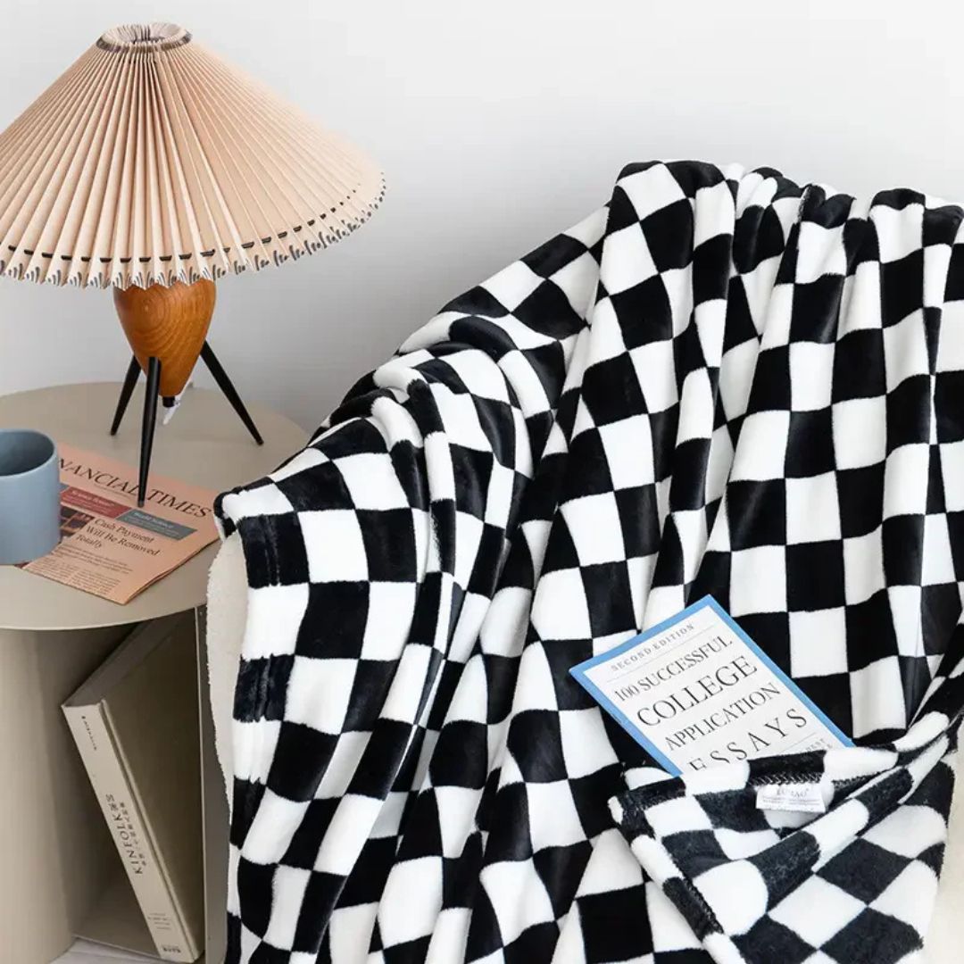 Ultra Soft Flannel Fleece Blanket, Grid Pattern Throw Blanket