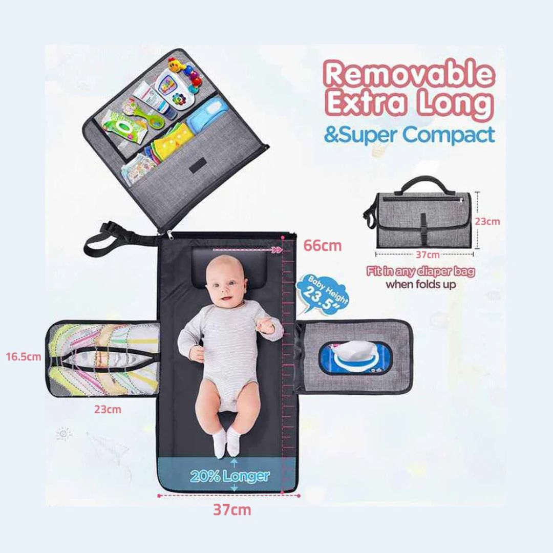 Portable Diaper Changing Travel Mat Bag, Large Capacity Baby Nursing Bag, Baby Diaper Bag