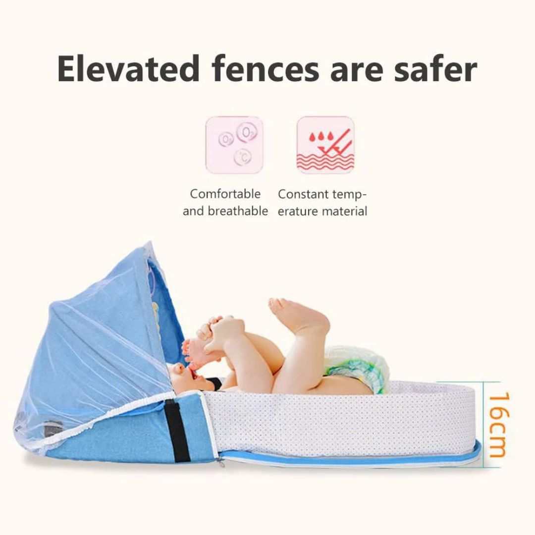 Portable Baby Bed, Folding Newborn Crib Lounger with Mosquito Net, Baby Travel Cot Bed
