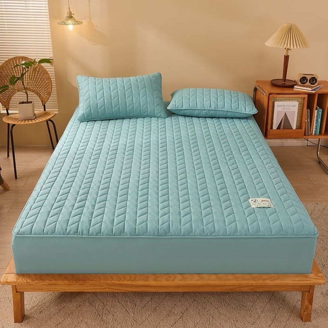 100% Cotton Fitted Size Soft Flat Mattress Bed Sheet with 2 Pillow Case