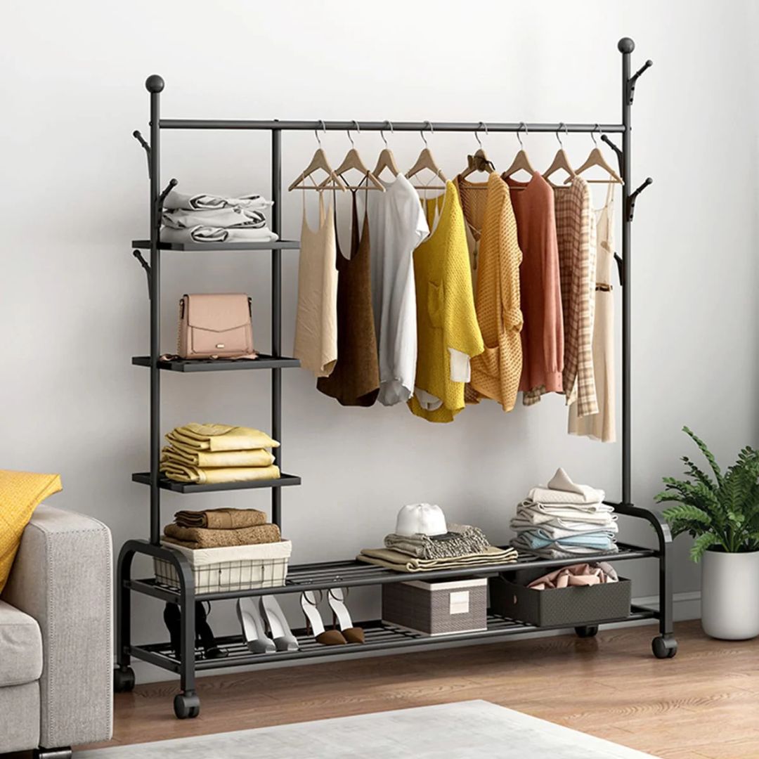 Heavy Duty Garment Rack, Metal Cloth Organizer, Movable Cloth Display Stand
