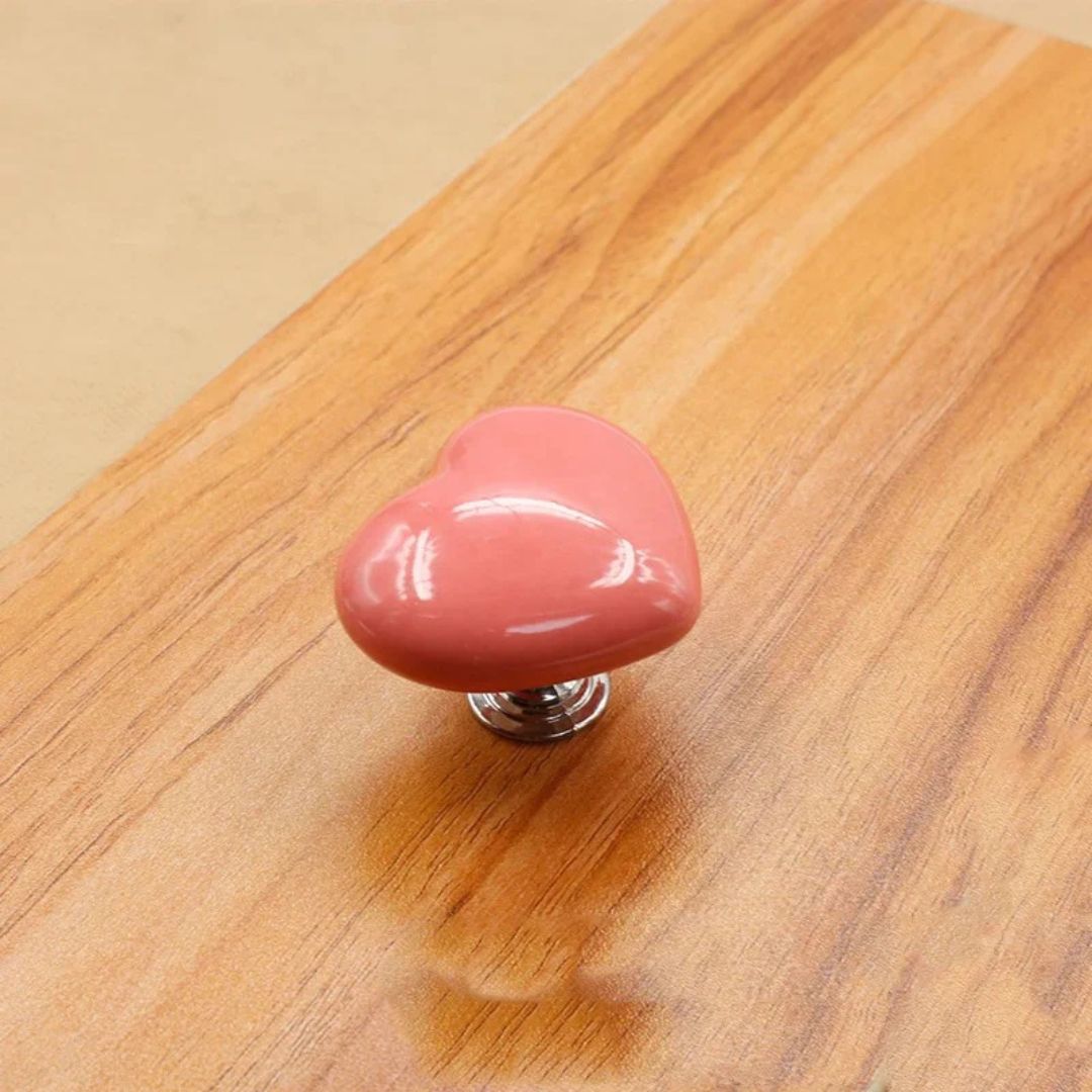 Heart Shaped Plastic Toilet Tank Push Button - Flush Replacement Parts for Bathroom, Cabinet, Door