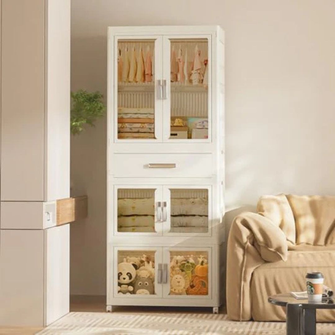 Foldable Wardrobe Cabinet - Clothes Storage Organizer Closet with Hanging Rod