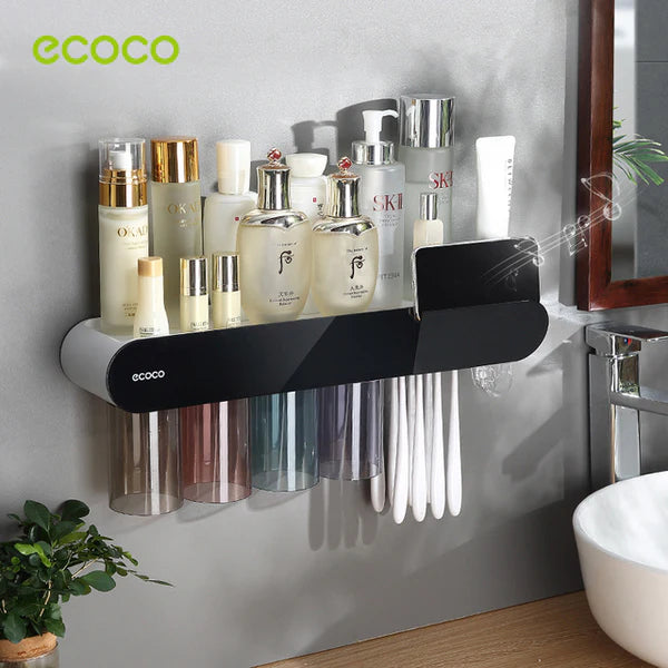 حامل فرشاة أسنان ECOCO مثبت على الحائط مع كوب مع عصارة معجون أسنان مغناطيسية