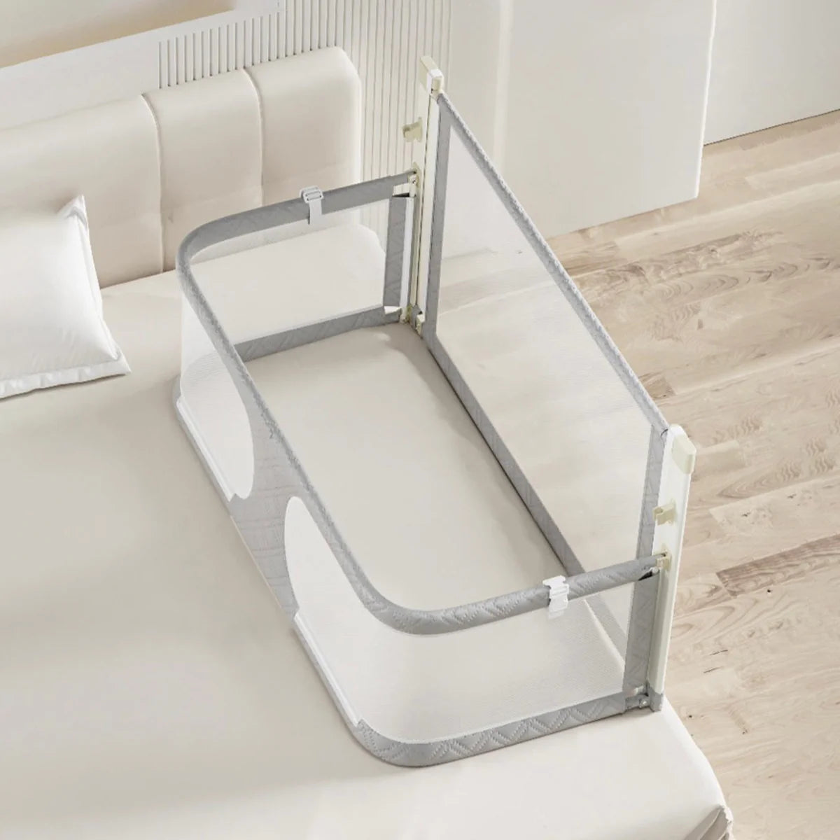 Height Adjustable Baby Bed, Guard Rail Crib for Toddlers