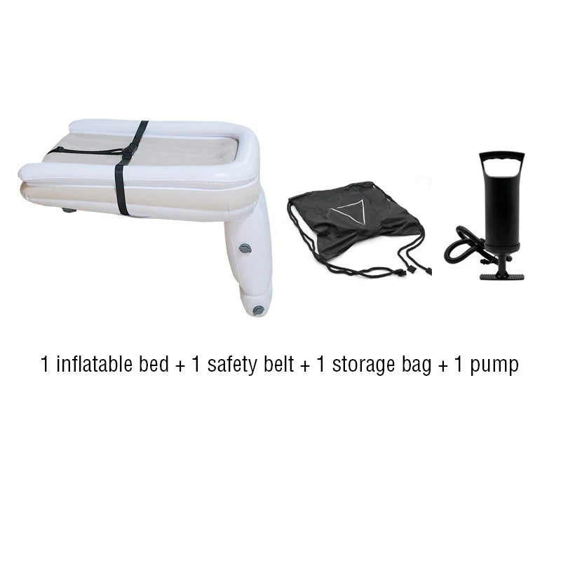 Portable Baby Air Bed - Car, Flight Inflatable Travel Bed for Kids, Infants with Pump, Seat Belt, Carry Bag