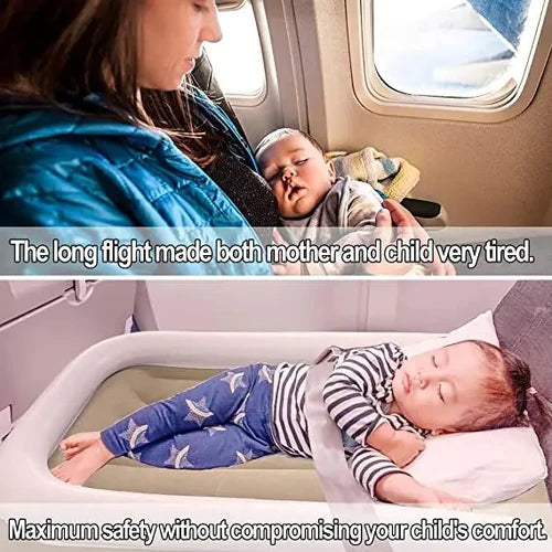 Portable Baby Air Bed - Car, Flight Inflatable Travel Bed for Kids, Infants with Pump, Seat Belt, Carry Bag