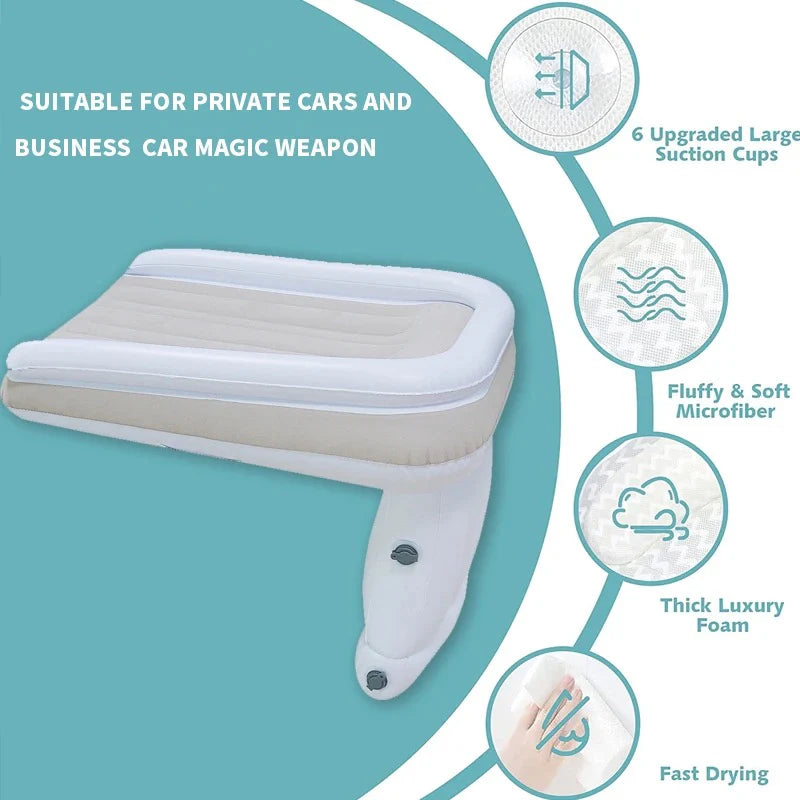 Portable Baby Air Bed - Car, Flight Inflatable Travel Bed for Kids, Infants with Pump, Seat Belt, Carry Bag
