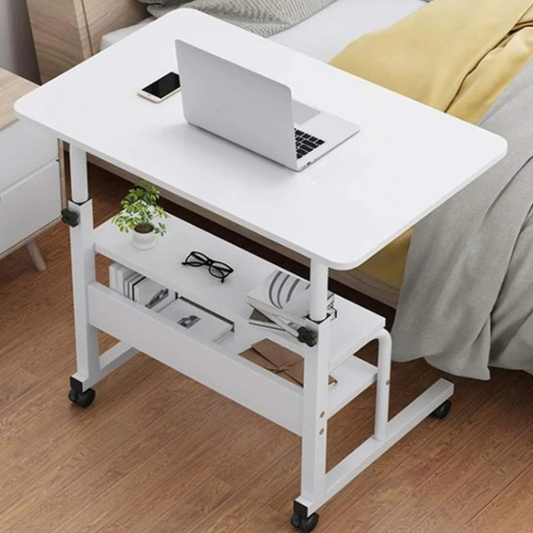 Adjustable Laptop Computer Desk with Bottom Shelf, Overbed Portable Student Laptop Table