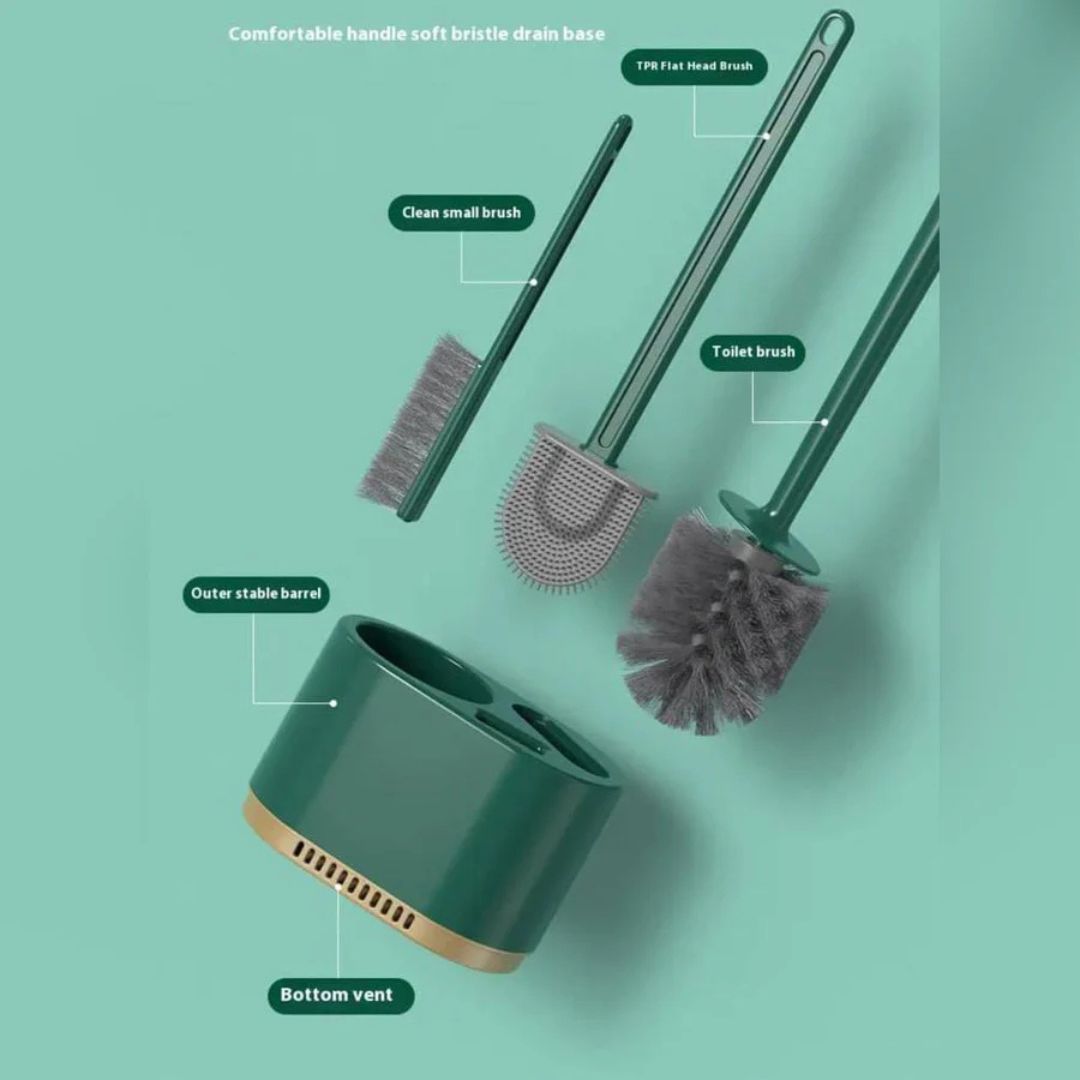 Toilet Brush and Holder Set, 3 in 1 Wall Mounted Toilet Cleaning Set Color: White