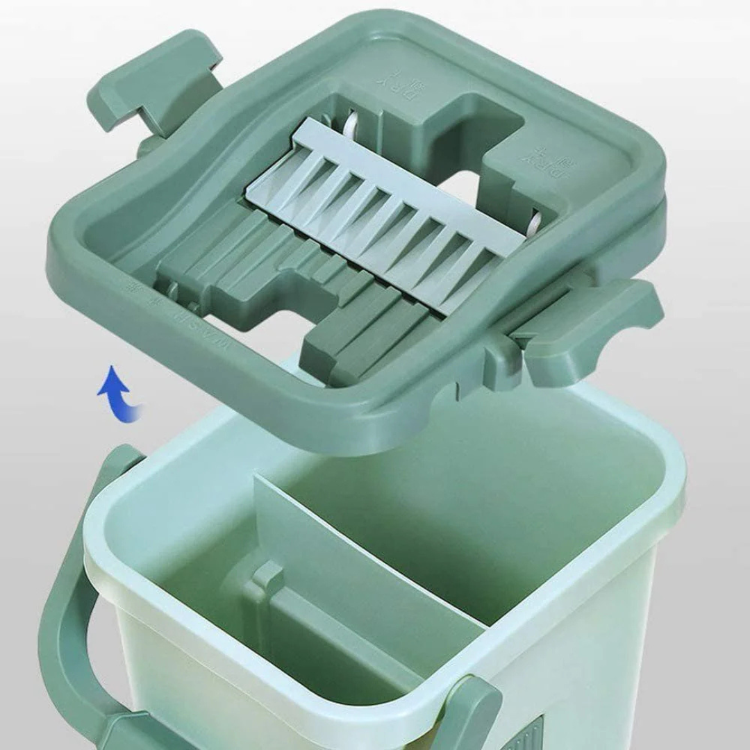 360° 2in1 Flat Mop - Self-Wash And Squeeze Dry Flat Mop With Bucket 2 Mop Pads